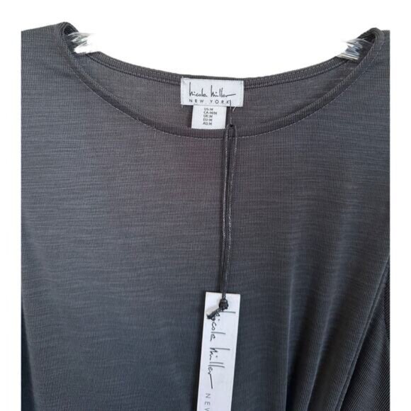 Nicole Miller Women's Sleeveless Knot Front Casual Midi Dress Size M Dark Gray - Picture 3 of 8